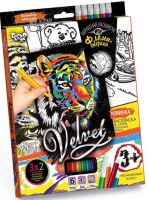 Набір креатівної творчості Бархатна размальовка фломастерами "Velvet", Danko Toys, VLV-01-04
